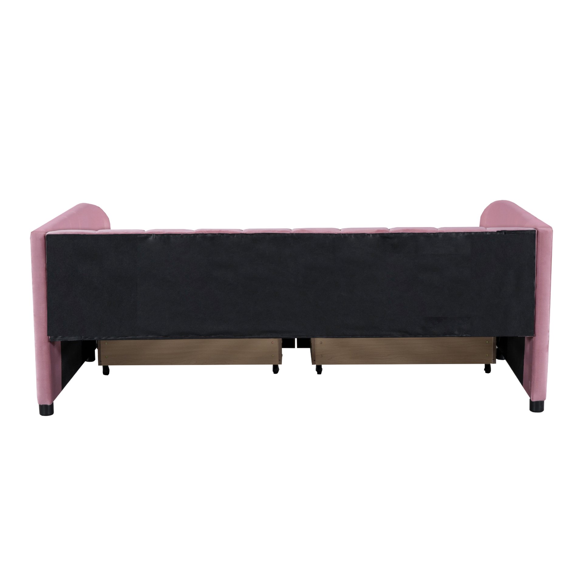 Twin Size Upholstered Daybed With Ergonomic Design Backrest And 2 Drawers - Pink - Image 8