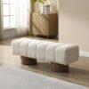 Upholstered Entryway Bench Ottoman - Beige - Image 2