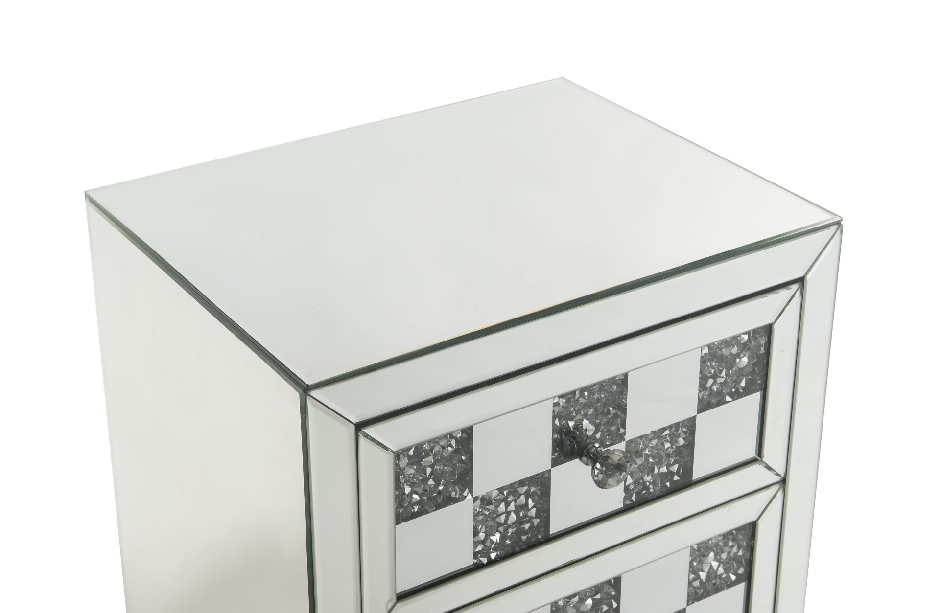 Noralie - Mirrored Faux Diamonds Accent Table - Silver - Image 4
