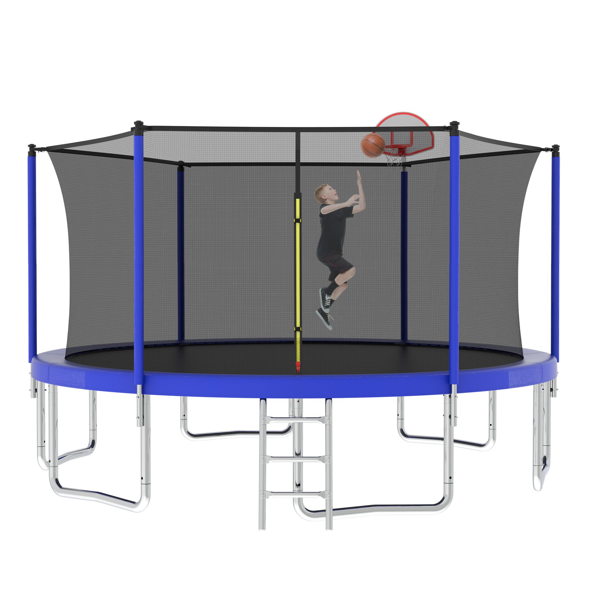 14Ft For Kids Children With Safety Enclosure Net Outdoor Backyards Large Recreational Trampoline - Blue - Image 7