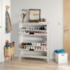 Retro Shoe Storage Cabinet, Mid Century Vintage Freestanding With 2 Flip Drawers, Suitable For Entryway - Retro White / White / Vintage - Image 4