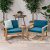 Antoine - Outdoor Club Chairs With Cushions, (Set of 2) - Brown / Teal - Image 4
