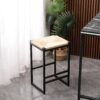 Boho Style Backless Bar Stools (Set of 2) With Paper Rope Woven Seat & Metal Frame For Kitchen Counter - Natural - Image 2