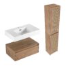 Modern Imitative Wall Mounted Bathroom Vanity With Resin Sink & 2 Side Cabinet, Soft Close Drawer - Imitative Oak - Image 12