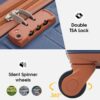 Luggage With Tsa Lock Spinner Wheels Hardside Expandable Luggage Travel Suitcase Check In Luggage ABS 24" - Blue / Brown - Image 4