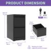 Steel 2 Drawer Vertical File Cabinet With Lock For A4 Legal / Letter Size - Black - Image 3