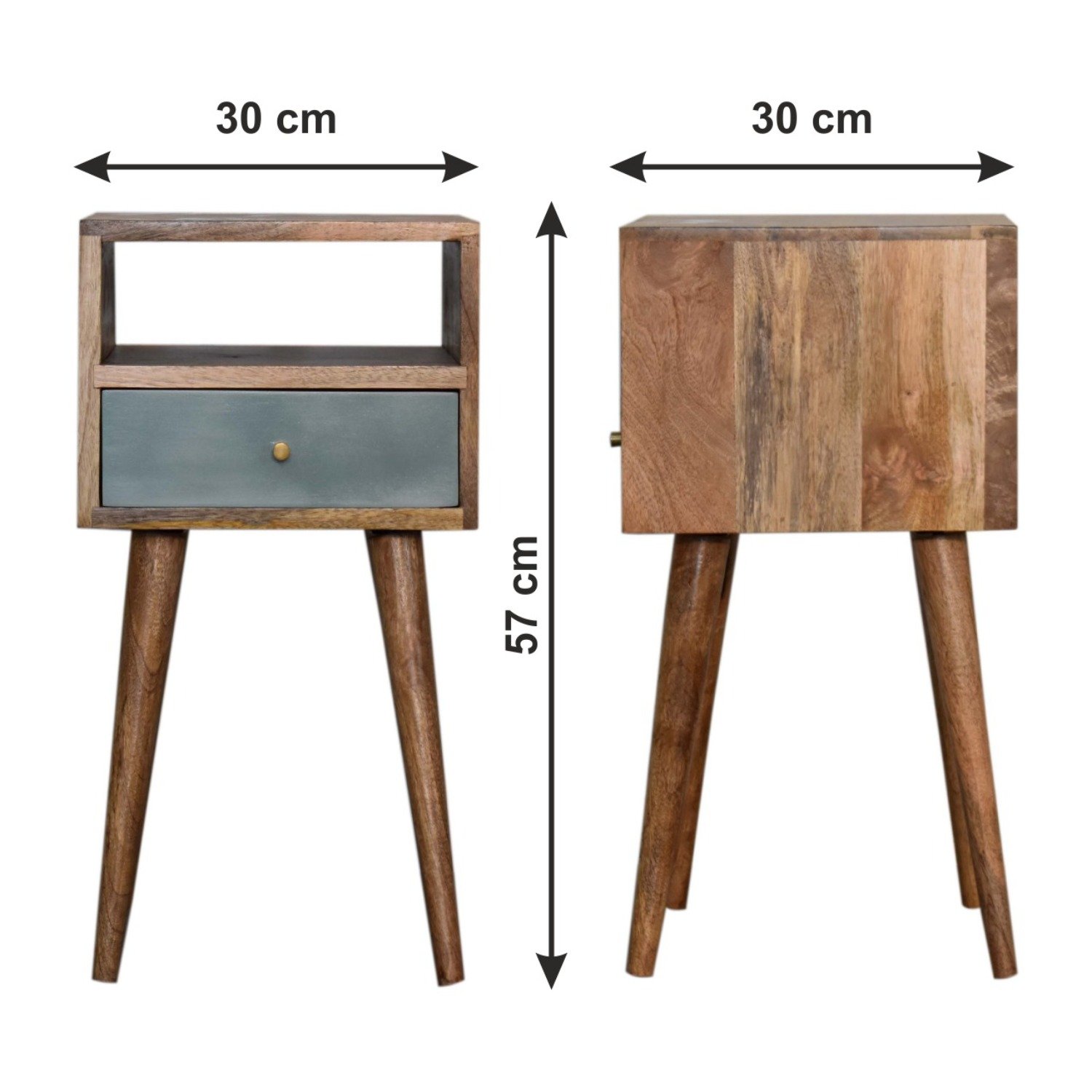 Mini Painted Bedside Table - Lake Green - Image 15