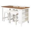 5 Pieces Counter Height Rustic Farmhouse Dining Room Wooden Bar Table Set With 2 Stools And 2 Chairs - White - Image 9