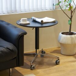 Movable Adjustable Coffee Table 360 Swivel Counter Bar Height Aluminum Star Base Movable For End Table Dining Room Home Kitchen Table - Black