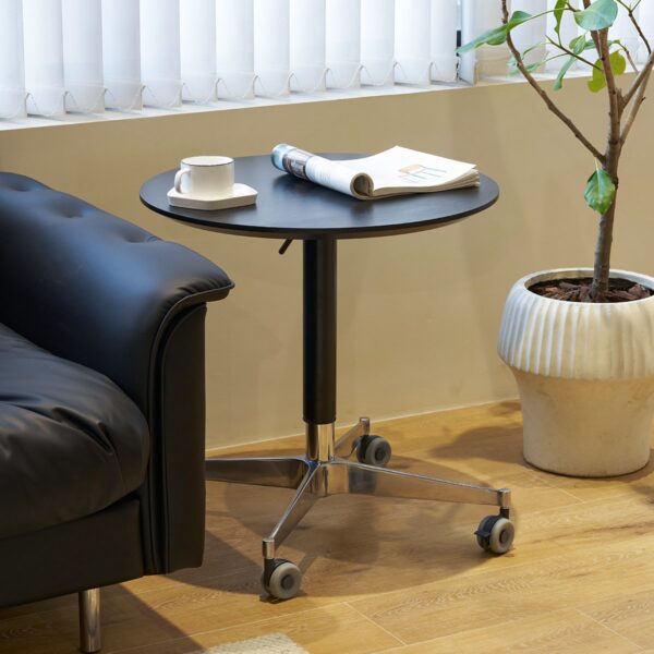 Movable Adjustable Coffee Table 360 Swivel Counter Bar Height Aluminum Star Base Movable For End Table Dining Room Home Kitchen Table - Black