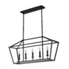 5 Light Farmhouse Kitchen Island Lighting, 5 Light Industrial Linear Chandelier For Dining Room Metal Hanging Pendant Light Fixture For Bedroom Living Room Hallway Conference Room - Matte Black - Image 17