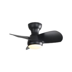 23" Bedroom Ceiling Fan With 3 Color Dimmable 3 ABS Blades Remote Control Dc Motor Black With 18W Led Light - Black