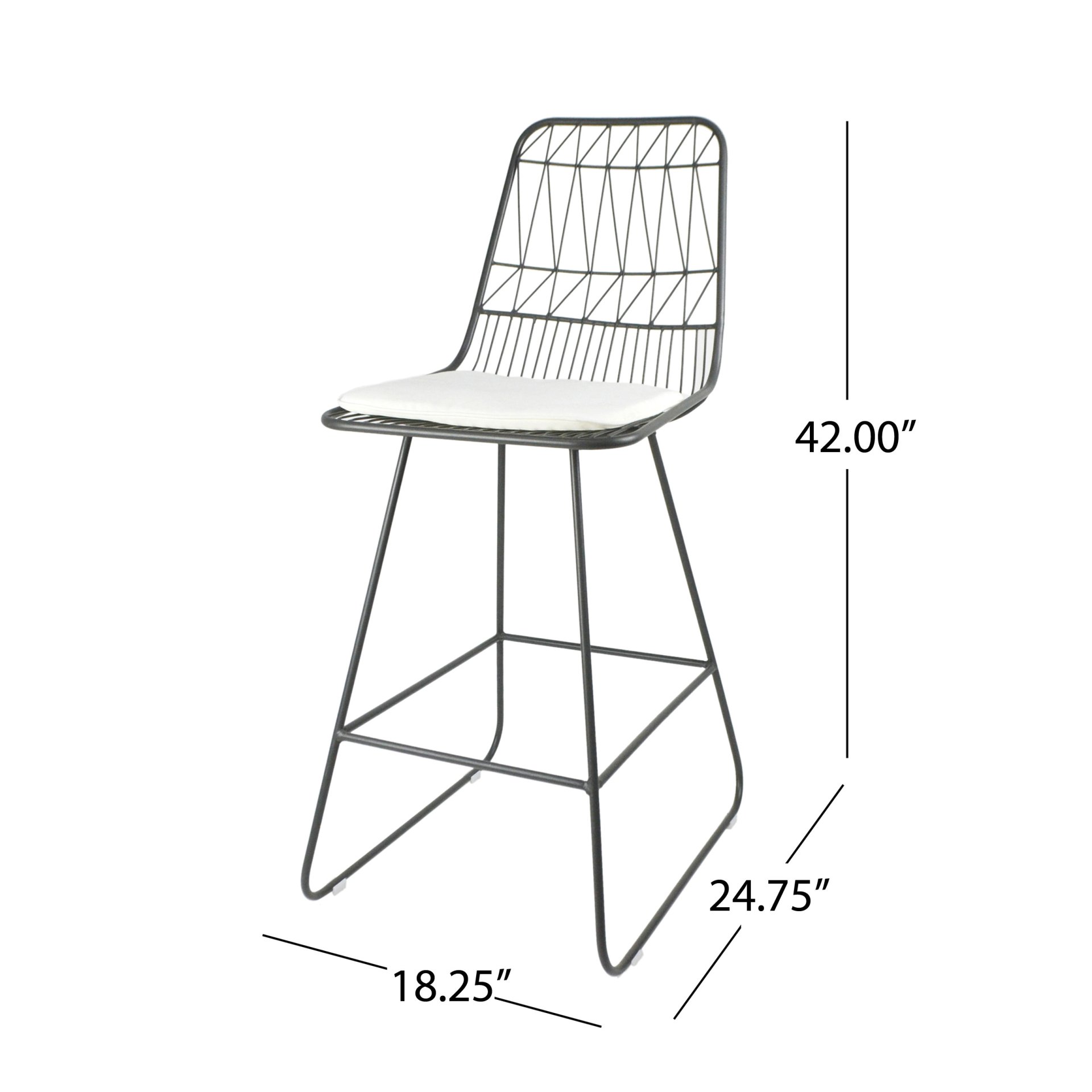 Yearning - Iron Counter Stool With Water Resistant Cushion - Gray / Ivory - Image 3
