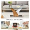 Modern Rectangular Coffee Table With Tempered Glass Top And Artistic Legs - White / Wood - Image 9