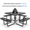 Square Outdoor Picnic Table With Umbrella Pole - Black - Image 4