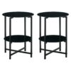 Tempered Glass End Table (Set of 2), Round Coffee Table For Bedroom Living Room Office - Black - Image 4