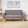 Mid Century Modern Loveseat Sofa With Button Tufted Backrest - Dark Gray - Image 4