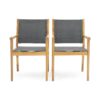 Cordoba - Dining Chair Set With Acacia Wood Frame And Textilen Upholstery (Set of 2) - Teak - Image 10