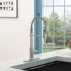 21" Commercial Kitchen Faucet With Dual Function Pull Down Sprayhead In, Stainless Steel - Brushed Nickel - Image 4