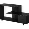TV Stand, Console, Media Entertainment Center, Storage Drawer, Marble Look Contemporary & Modern - Black - Image 6