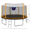 14Ft Powder Coated Advanced Trampoline With Basketball Hoop Inflator And Ladder (Outer Safety Enclosure) - Orange - Image 16
