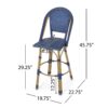 Outdoor Rattan And Aluminum French Barstools Set - Navy Blue - Image 3