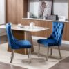 Nikki - Modern, High-End Tufted Solid Wood Contemporary Velvet Upholstered Dining Chair With Chrome Stainless Steel Plating Legs, Nailhead Trim, (Set of 2) - Blue / Chrome - Image 16