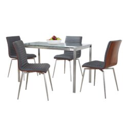 Fuji Mason - Swivel Contemporary Dining Set Dining Set, Glass, 5 Piece - Gray