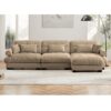 Super Comfort Oversized Modular Velvet Sectional Sofa With Movable Ottoman Convertible L Shaped Couch For Living Room - Camel - Image 9