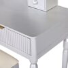 Luxury Vanity Desk With Round Mirror Height Adjustable Dressing Table Set Engineered Wood - Silver - Image 13