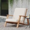 Patio Lounge Chair, Outdoor Club Chair With Cushion And Frame - Beige - Image 4