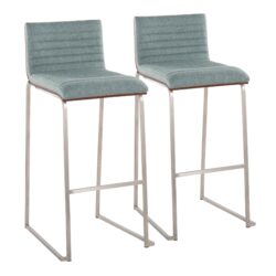 Mason Mara - Contemporary Fixed Height Barstool (Set of 2) - Walnut / Green