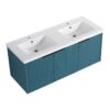 Contemporary Wall Mounted Bathroom Vanity With Resin Double Sink - Lake Blue - Image 13