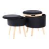 Tray - Contemporary Storage Ottoman With Matching Stool - Black / Natural - Image 2