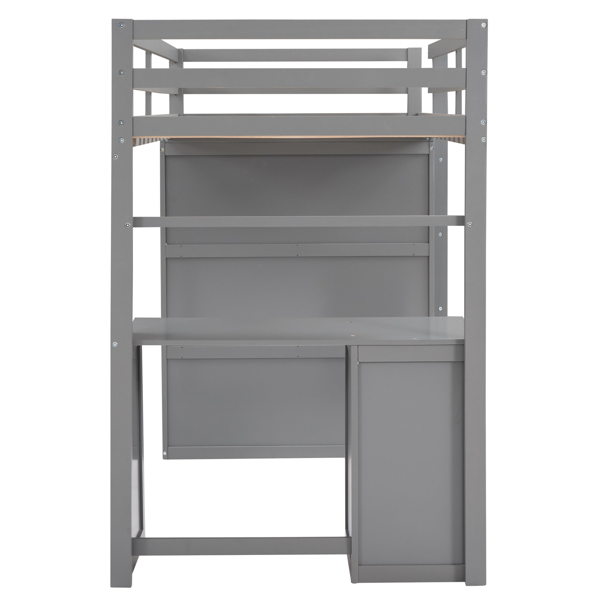 Twin Size Loft Bed With Drawers, Desk, And Wardrobe - Gray - Image 9
