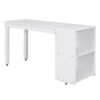 Full Loft Low Study Bed With Cabinet, Shelves And Rolling Portable Desk, Multiple Functions - White - Image 10