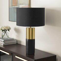 Lighting, Table Lamp, Concrete, Contemporary - Black / Gold