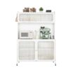 Contemporary Kitchen Pantry Cabinet With Glass Doors, Adjustable Shelves, Steel - Brushed Nickel - Image 12