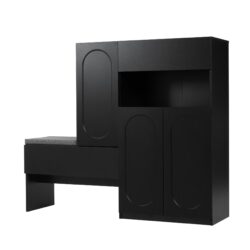 Elegant 2 In 1 Shoe Cabinets With Soft Cushion Versatile Shoe Rack Organizer With Adjustable Shelves For Hallway, Living Room - Black