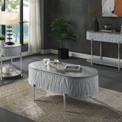 Yukino - High Gloss Coffee Table - Chrome / Gray