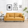 Modern Upholstered Resilience 3 Seater Sofa, Comfy Wooden Frame - Orange - Image 2
