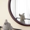 Circle Wall Mirror With Wooden Frame And Walnut Finish, Wall Mirror For Living Room Dining Room - Brown - Image 7