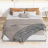 King Size Floating Bed With LED Lights Underneath, Modern King Size Low Profile Platform Bed With LED Lights - Gray - Image 3