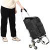 Foldable Shopping Stair Trolley With Triangular Wheels And Removable Waterproof Bag - Black - Image 2