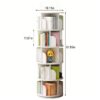 5 Tier Rotating Bookshelf, 360° Spinning Design, Space Saving Storage, For Home And Office - White - Image 3