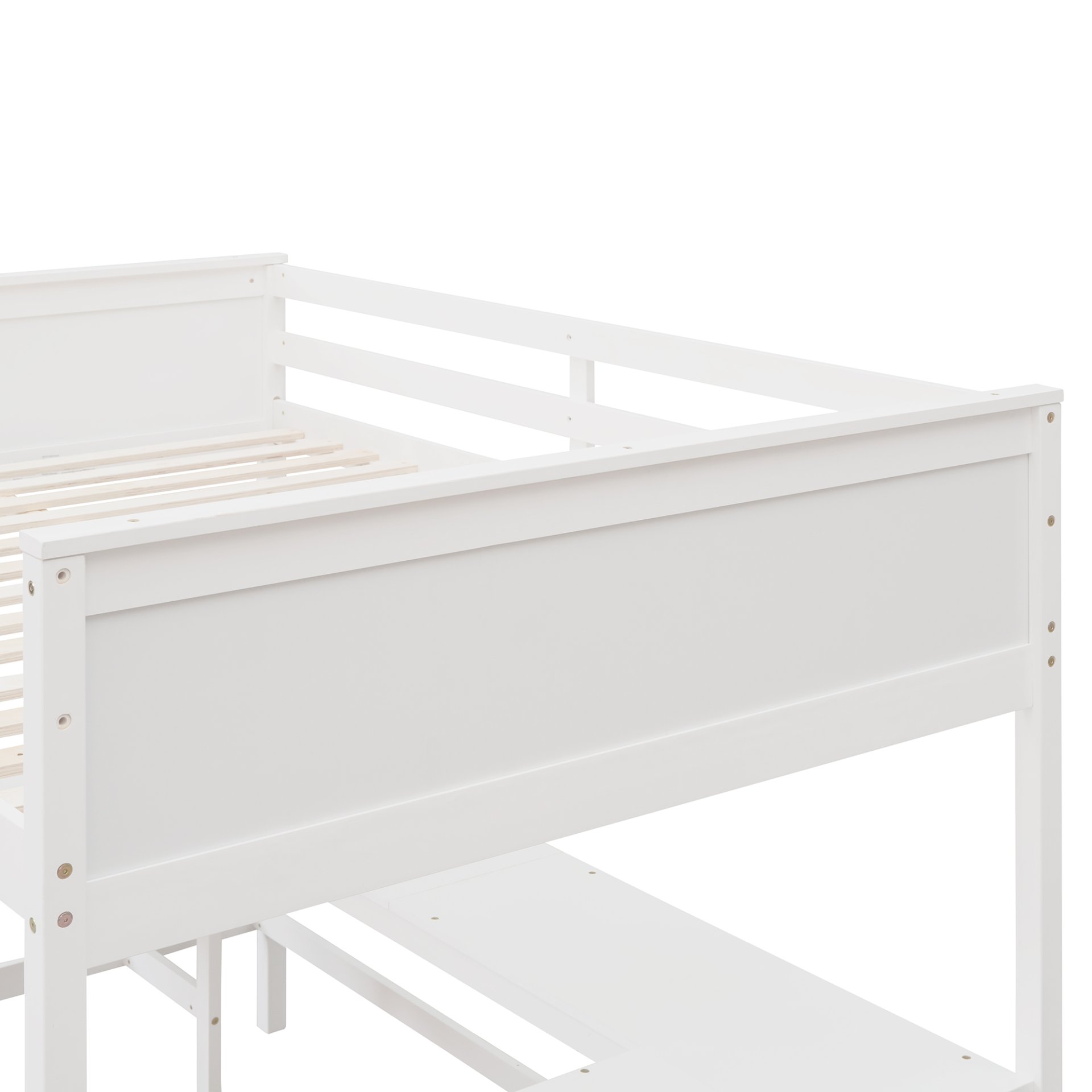 Full Size Loft Bed With Shelves With Desk - White - Image 15