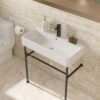 31.5" Ceramic Vanity Sink With Overflow Frame Console Basin For Bathroom - White - Image 5
