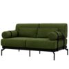 Modern Loveseat Sofa 2 Seater With USB Ports, Cylindrical Armrests - Green - Image 12