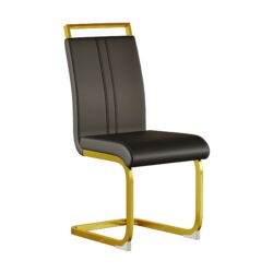 Dining Chairs (Set of 4), Side Dining Room Chairs With Golden Legs, Kitchen Chairs With Padded Seat High Back For Dining, Kitchen, Living Room - Black