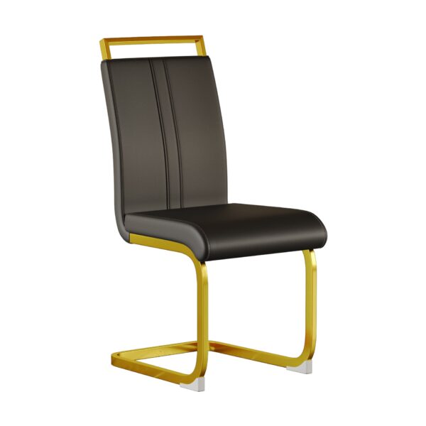 Dining Chairs (Set of 4), Side Dining Room Chairs With Golden Legs, Kitchen Chairs With Padded Seat High Back For Dining, Kitchen, Living Room - Black